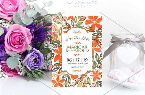 Flowers Wedding Suite Invitation in Wedding Templates - product preview 2