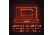 Discharged laptop neon light icon