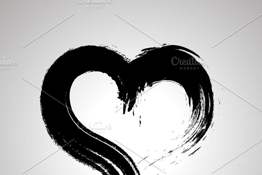 Dirty brush ink paint of heart icon