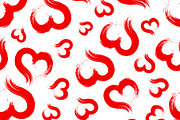 Grunge red hearts on white