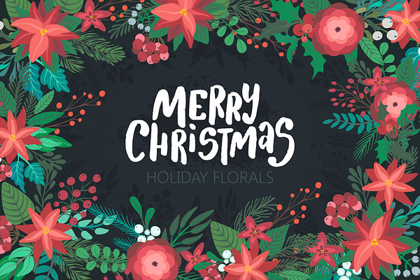 Christmas florals vector collection