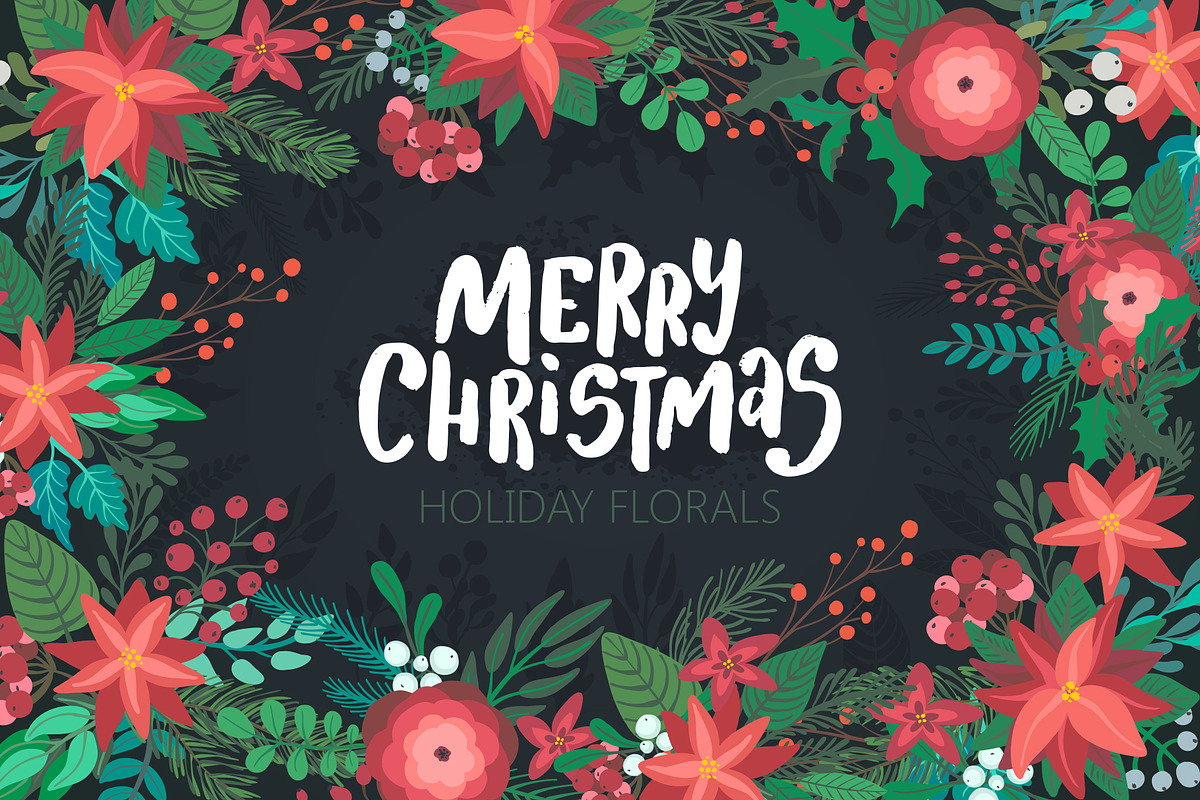 Christmas florals vector collection in Graphics - product preview 8