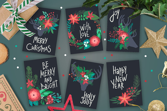 Christmas florals vector collection in Graphics - product preview 4