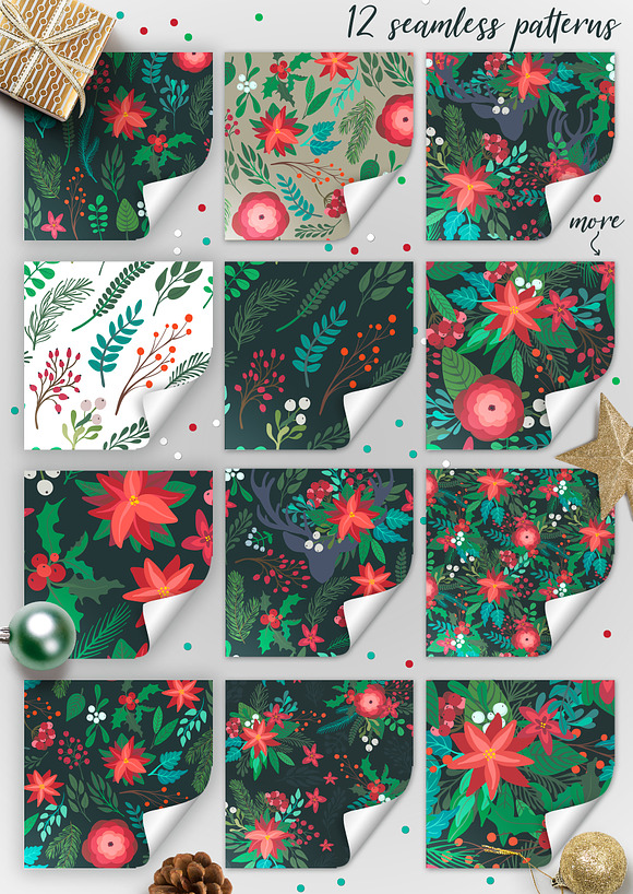 Christmas florals vector collection in Graphics - product preview 5
