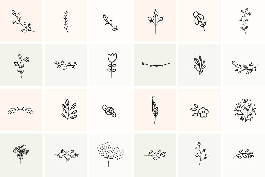 PNG 101 Hand Drawn Botanical Element in Illustrations - product preview 8