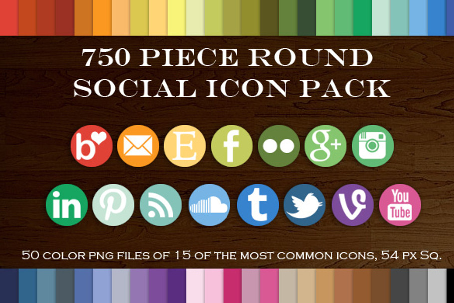 750 Piece Round Social Icon Pack
