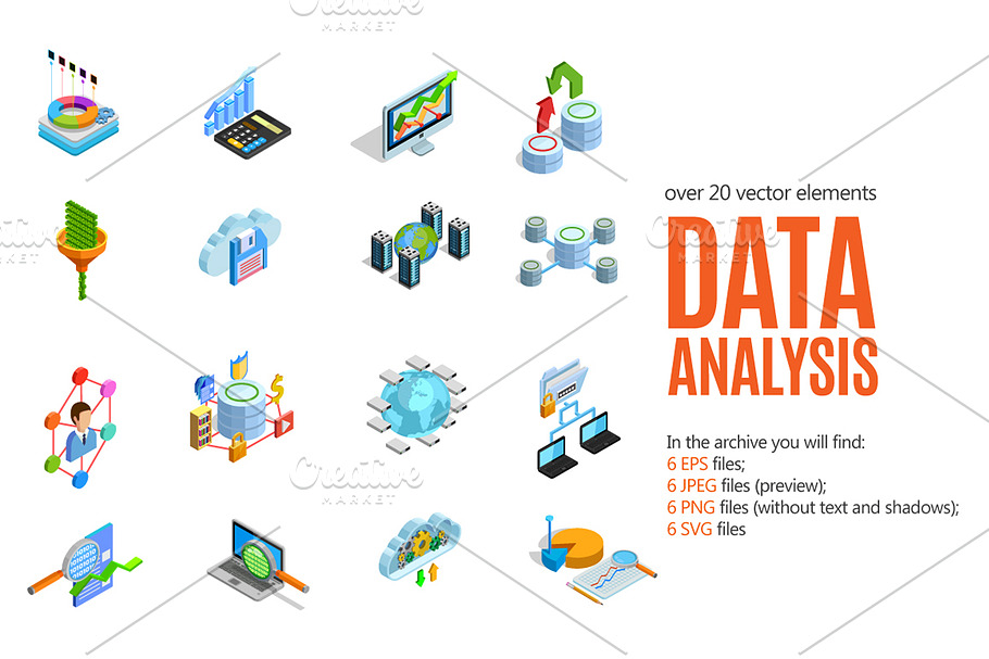 Data Analysis Isometric Set in Illustrations - product preview 8