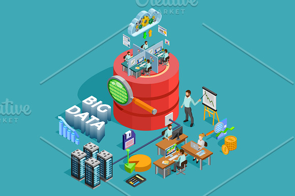 Data Analysis Isometric Set in Illustrations - product preview 3