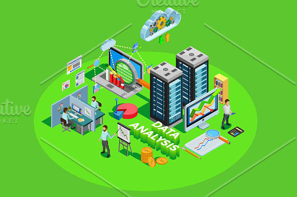 Data Analysis Isometric Set in Illustrations - product preview 4