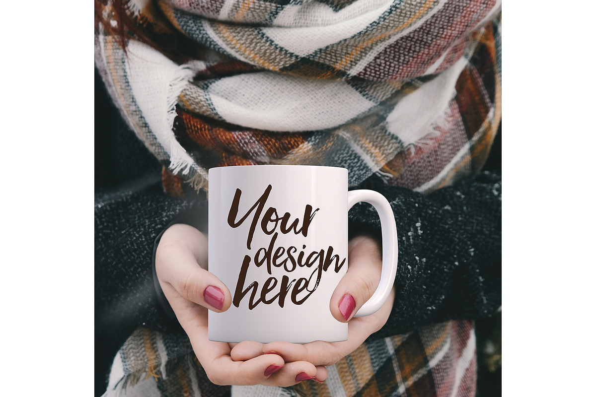 Square Winter styled mug mock-up in Product Mockups - product preview 8