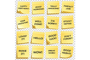 Sticky note with text and shadow