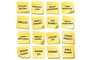 Sticky note with text and shadow