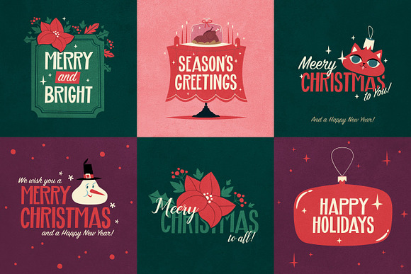 Retro Christmas Vector Pack in Graphics - product preview 7