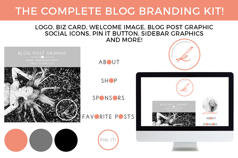 Monogram Blog/Website Branding Kit in Graphics - product preview 8