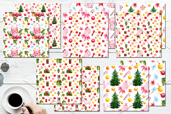 Watercolor Christmas, Cute Pigs in Illustrations - product preview 2