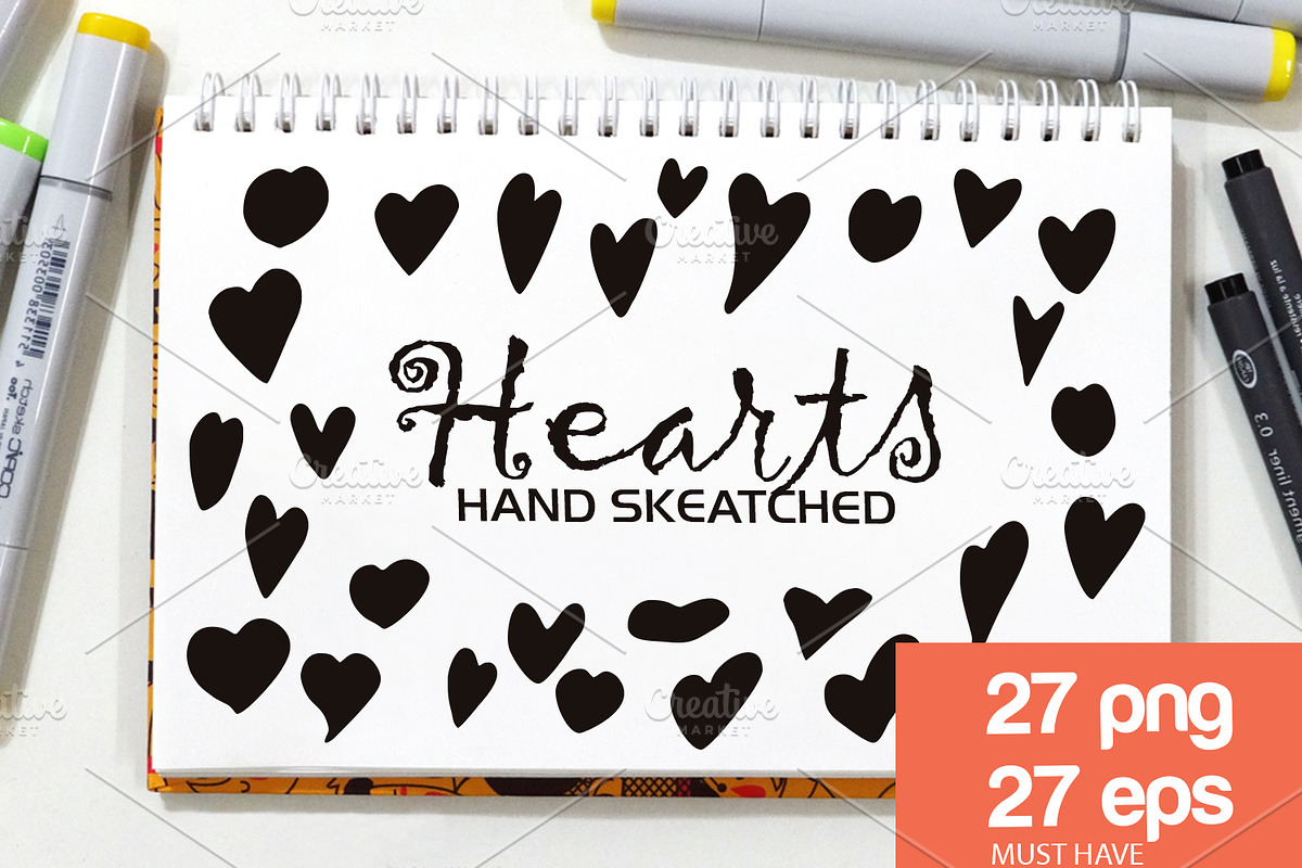 54 Hand-Drawn Hearts ClipArt in Illustrations - product preview 8