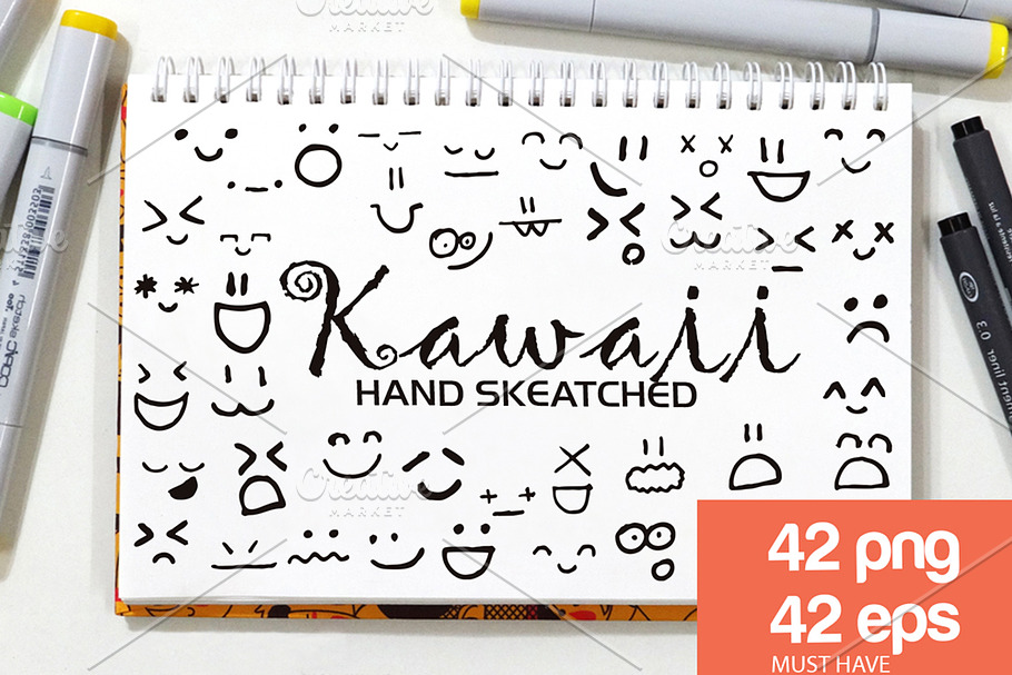 Kawaii Faces - Vector & PNG in Illustrations - product preview 8