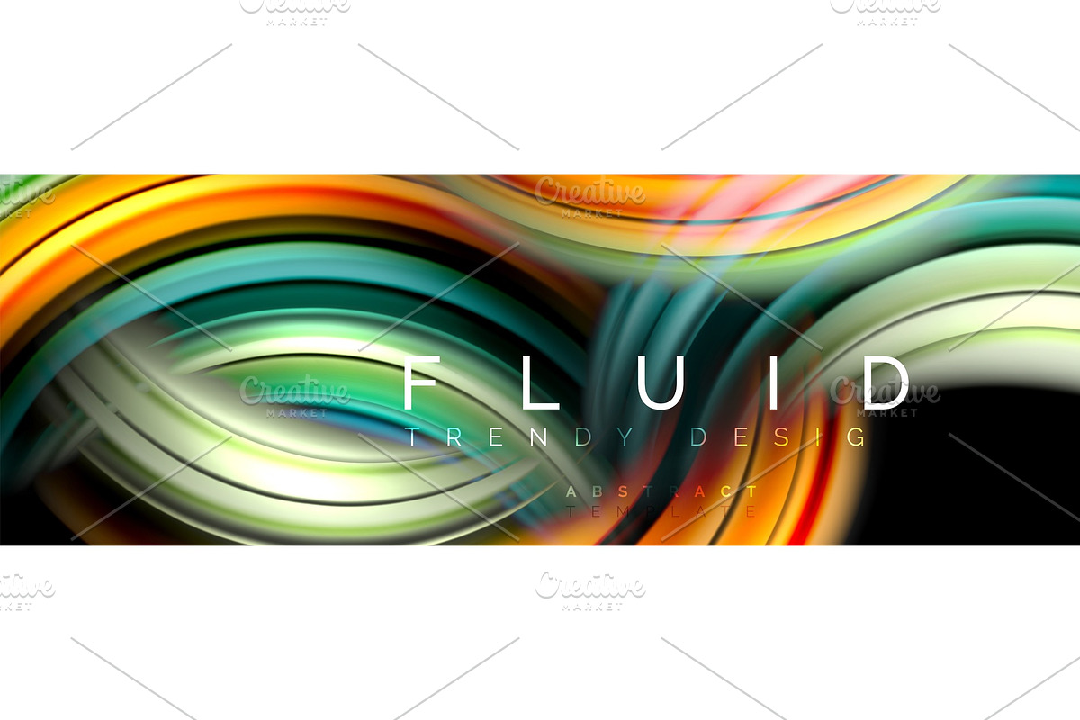 Mixing color waves on black, liquid in Illustrations - product preview 8