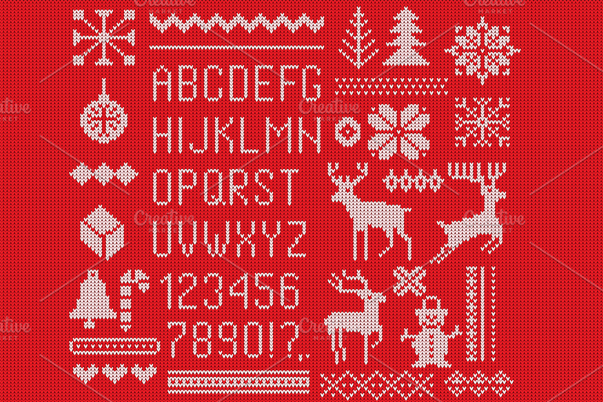Knitted font, elements and borders. in Symbol Fonts - product preview 8