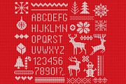 Knitted font, elements and borders.