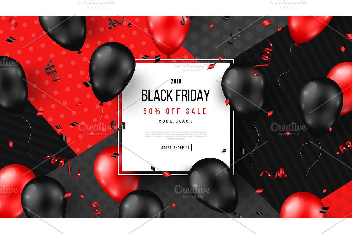 Black Friday Sale with Balloons in Illustrations - product preview 8
