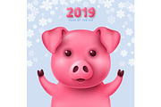 Cute funny pig for calendar