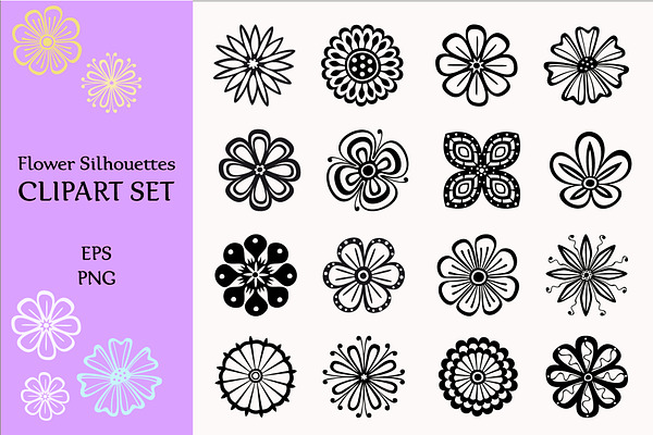 Flower Silhouettes Vector Collection