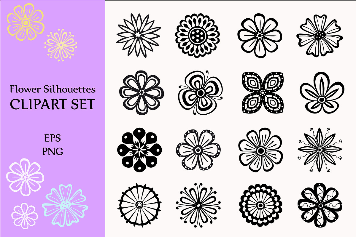 Flower Silhouettes Vector Collection in Illustrations - product preview 8