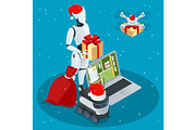 Isometric Christmas robot, Santa