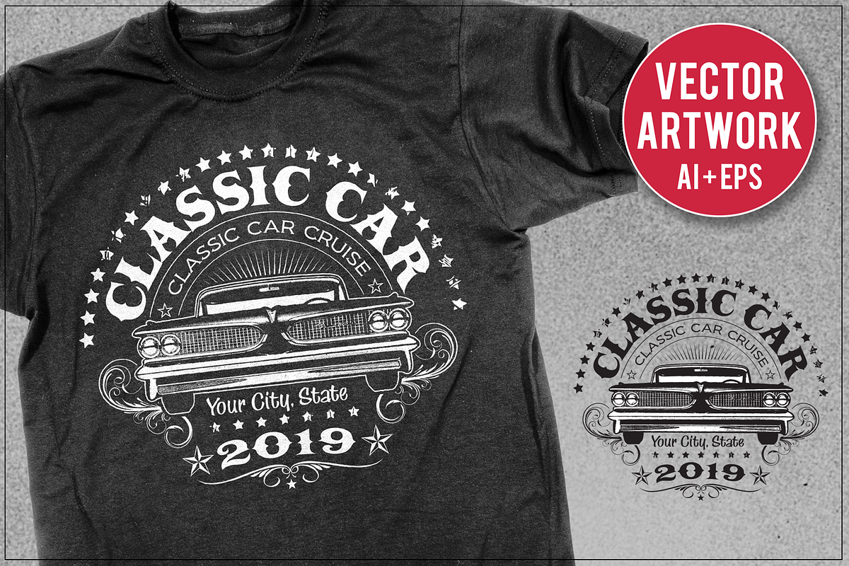 Classic Car T-Shirt / Poster Design in Graphics - product preview 8