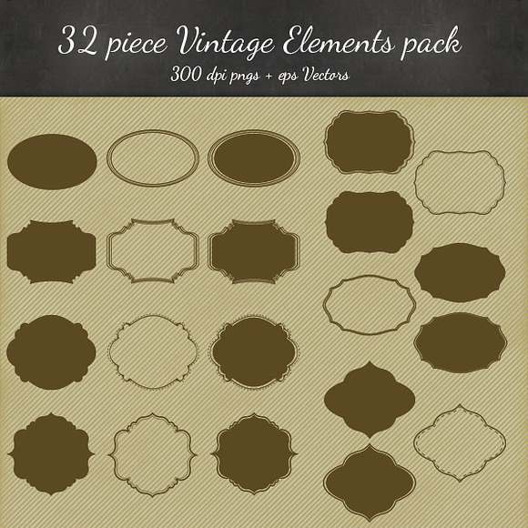 8 Vintage Frame Designs - 32 Pieces in Objects - product preview 3
