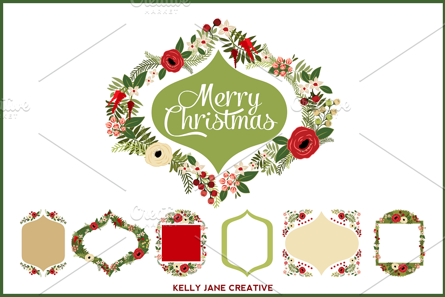Christmas Wreaths & Frames - Vector