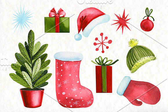 Watercolor Christmas, Cute Pigs in Illustrations - product preview 7