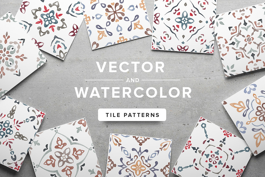Watercolor/Vector Tile Patterns in Patterns - product preview 8