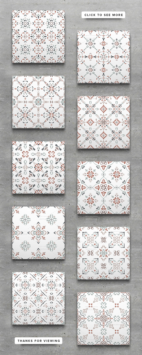 Watercolor/Vector Tile Patterns in Patterns - product preview 2
