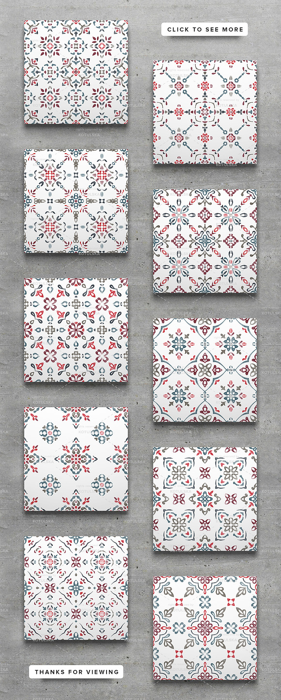 Watercolor/Vector Tile Patterns in Patterns - product preview 4