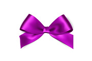 Shiny purple satin ribbon on white