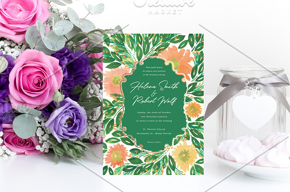 Greenery Wedding Suite Invitations in Wedding Templates - product preview 1