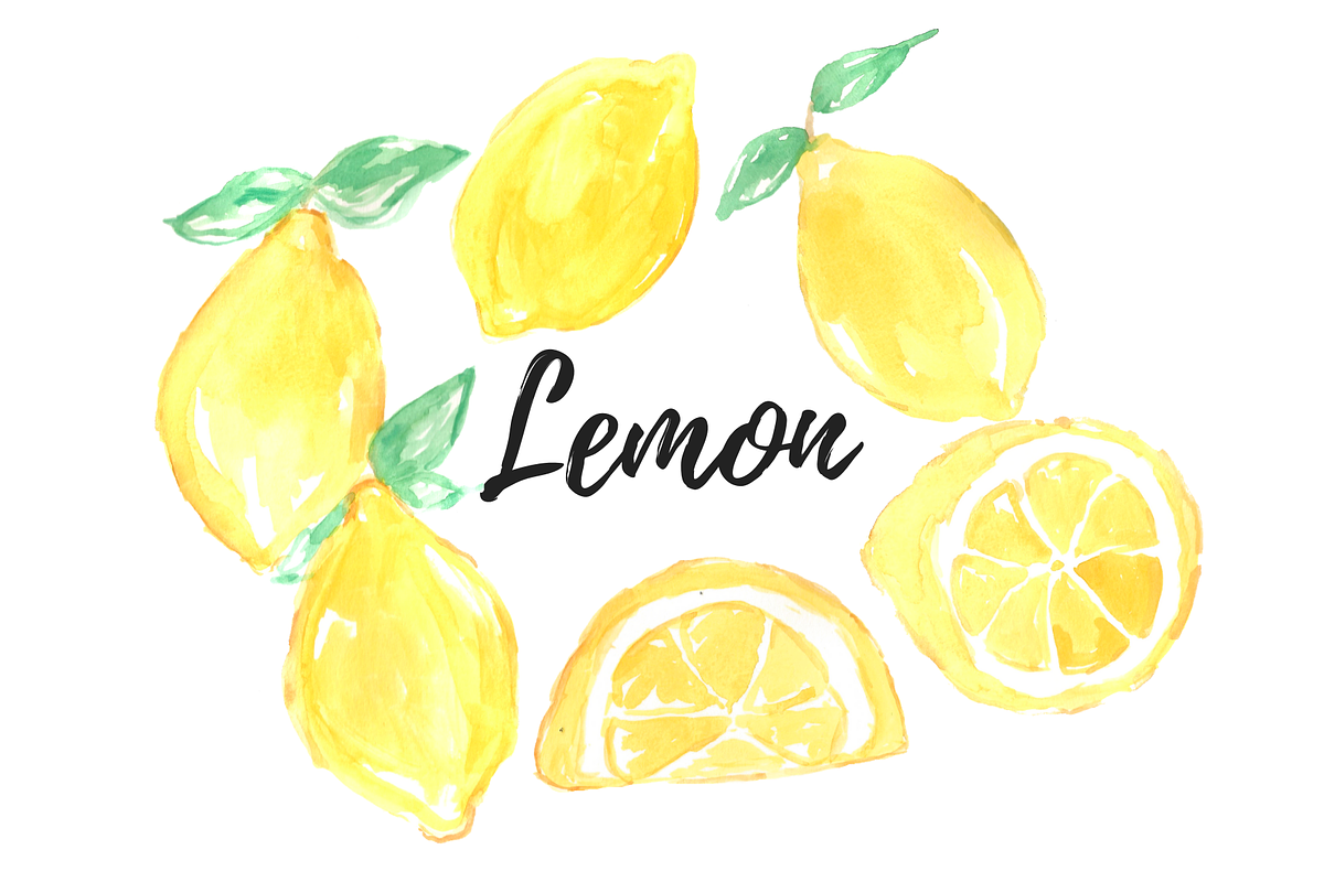 Watercolor Lemon Clipart in Illustrations - product preview 8