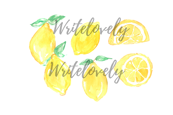 Watercolor Lemon Clipart in Illustrations - product preview 1
