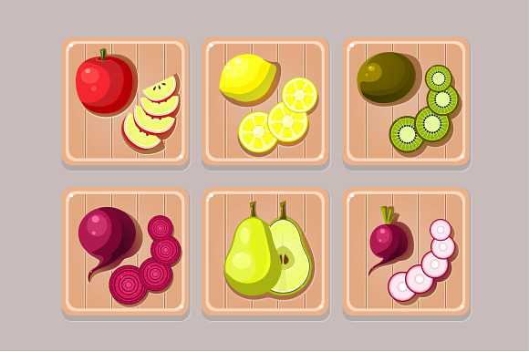 Fresh vegetables on a wooden board in Illustrations - product preview 1