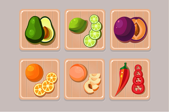 Fresh vegetables on a wooden board in Illustrations - product preview 2