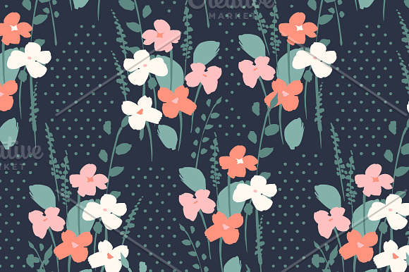 Cute flowers. 10 seamless patterns. in Patterns - product preview 8