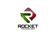 Rocket Tech - 3D Letter R Logo