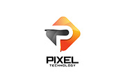 Pixel Tech - 3D Letter P Logo