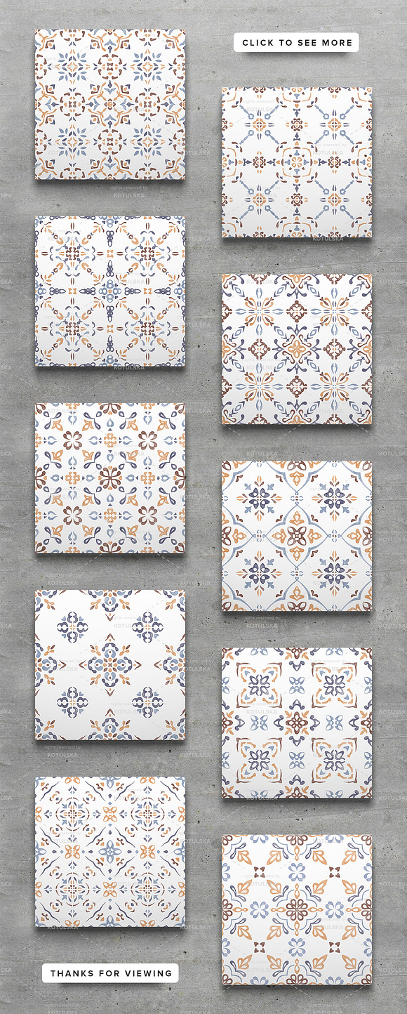 Watercolor/Vector Tile Patterns in Patterns - product preview 7
