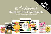 10 Floral Invite Templates Bundle