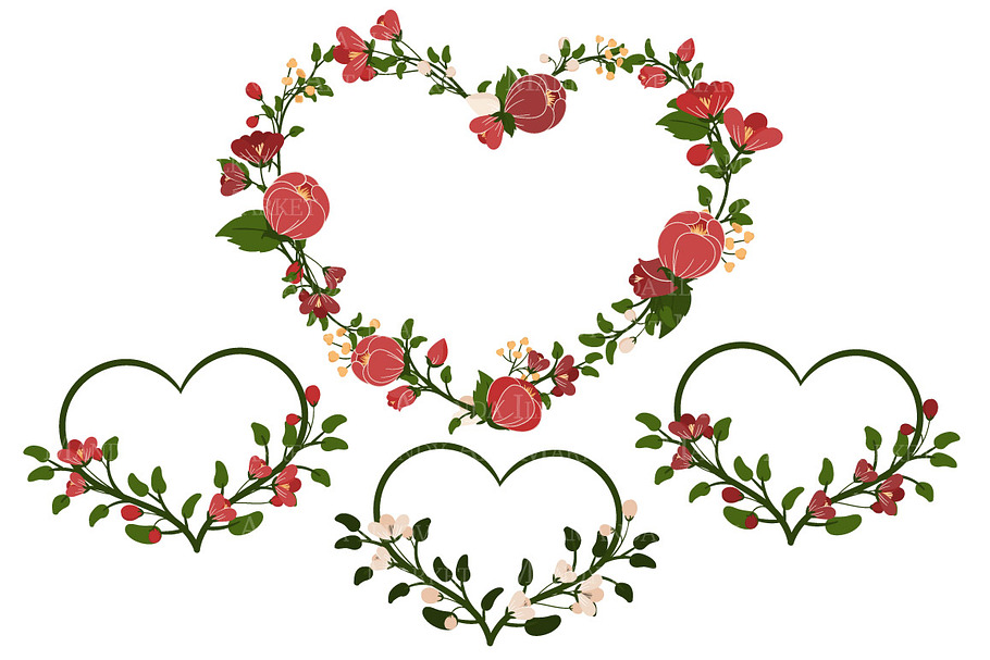 Christmas Floral Heart Wreath Vector | Custom-Designed Illustrations ...