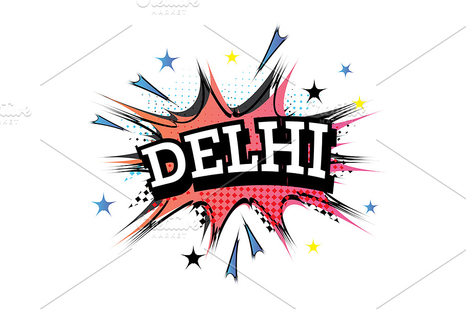 Delhi Comic Text in Pop Art Style. 
