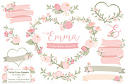 Soft Pink Floral Heart Wreath Vector
